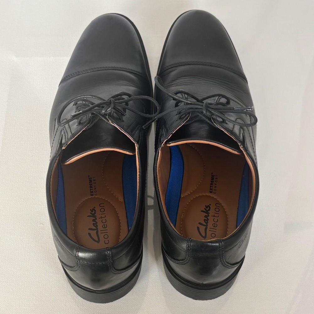 Clarks Whiddon Cap Mens Black Leather Cap Toe Oxford Dress Shoes Size 12 M - Picture 3 of 9